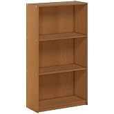 Furinno Basic 3-Tier Book Shelf with Open Shelves, Natural Oak | 9.3 x 21.8 x 39.5, Standing Bookcase, Bookshelf, for Organization and Storage, for Living Room, Bedroom, Home Office