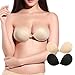 BILYCAT Adhesive Bra, Strapless Backless Reusable Silicone Sticky Invisible Push Up Bra (Black+Nude, Cup D)