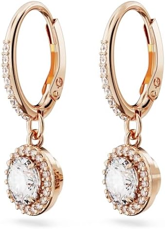 Pendants d'oreilles Constella, Taille ronde, Pavé, Blanches, Placage de ton or rosé