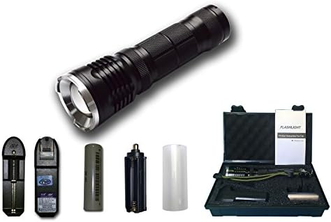 Outdoor flashlight CREE L2 LED Waterproof Handheld Flashlights with Rechargeable 18650 Battery Charger for Camping, Hiking, Cycling, and Emergency Search Missions(All-in-one-kit)