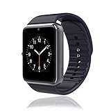 Bluetooth Watch Wrist Watch Phone with SIM Card Slot ,camera,SmartPhones, Make calls/Support SIM/TF for IOS,Android ,Samsung S5 S6 Note 4 Note 5 HTC Sony LG and iPhone 5 5S 6 6 Plus(Black)