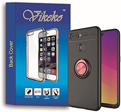 Vikeko Oppo F9 Pro Shockproof Premium AutoFocus TPU Ring Case for Oppo F9 Pro (AutoFocus TPU Ring Case)(Black with Red Ring)