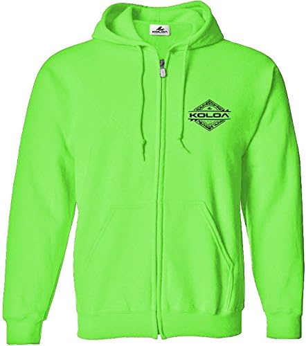 Koloa Surf(tm) Diamond Thruster Logo Full Zipper Hoodie-Hooded Sweatshirt-NeonGreen/b-L
