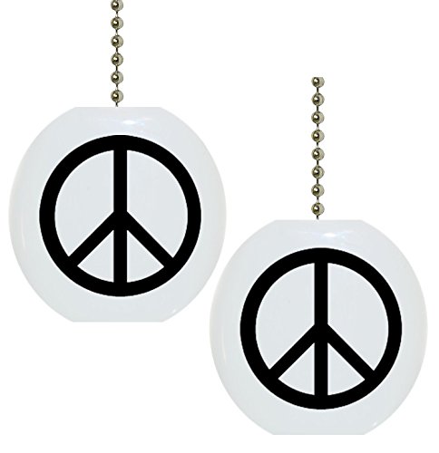 Set of 2 Black Peace Sign Ceramic Fan Pulls