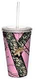 Tree-Free Greetings 80618 Pink Break Up by Mossy Oak Camo Artful Traveler Double-Walled Acrylic Cool Cup with Reusable Straw, 16-Ounce