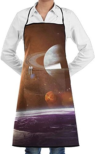 Grill Aprons Kitchen Chef Bib - SarahKen Solar System With Planets Outer Space Objects Sun Dark Matter Professional For BBQ Baking Cooking For Men Women Pockets
