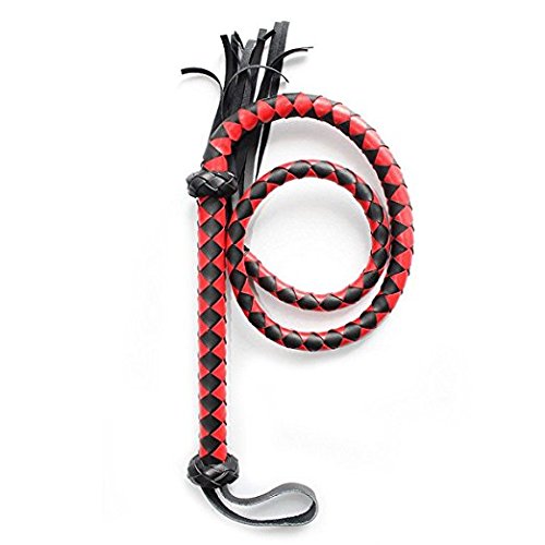 Sexy Girl Faux Leather Whips, Rivets for Sex Spanking, SM and Fetish, Bondage Restraint Costume kit, Flogger for Sex Play (Black)