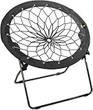 Bunjo Bungee Chair Dorm. Bedroom, Entertainment Center, Patio Furniture, Sporting Events and Camping (1, Black/Grey)