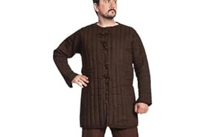 THE MEDIEVALS Thick Padded Half Length Full Sleeves Gambeson Aketon Jacket Armor, Cotton Fabric