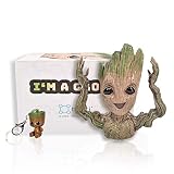 Boxiti Baby Groot Guardians of The Galaxy Action Figure Flowerpot with Gift Groot Key Ring, Pen Pot Model 4