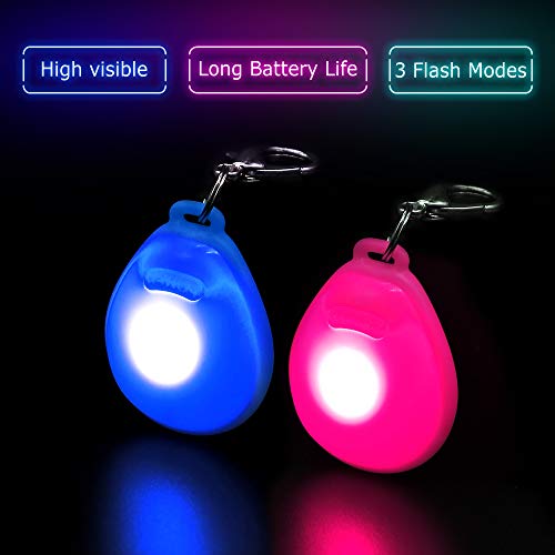 DOMIGLOW 2Pcs Dog Collar Light - Led Dog Tag Lighted Dog Pendants Glow in Dark Pet ID Tags Dog Lights for Night Walking & Camping (Pink & Blue)