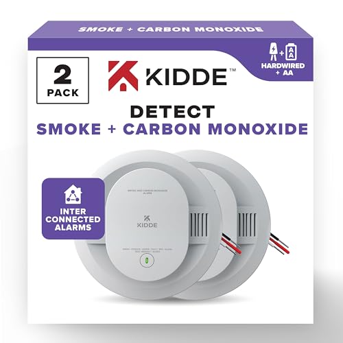 Kidde Hardwired Smoke & Carbon Monoxide Detector, AA Battery Backup Smoke Alarm, Interconnectable, LED Warning Light Indicators, 2 Pack Kidde Hardwired Smoke & Carbon Monoxide Detector, AA Battery Backup Smoke Alarm, Interconnectable, LED Warning Light Indicators, 2 Pack