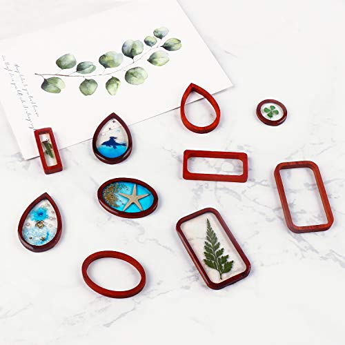 LET'S RESIN Resin Jewelry Making Kit with 12 PCS Wooden Frames Pendant 5 Styles Bezel Charms Pendants, Wood Pieces for Resin Jewelry, Earring, Necklace Crafts DIY