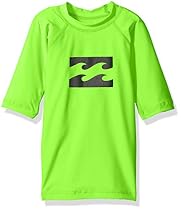 Billabong Little Boys' All Day Wave Performance Fit Short Sleeve Wetshirt, Neon Green, 2