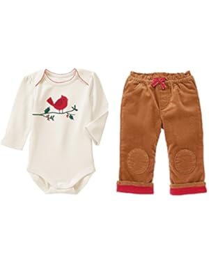 Baby Girl Bundle Cardinal Bodysuit and Quilted Knee Patch Cords