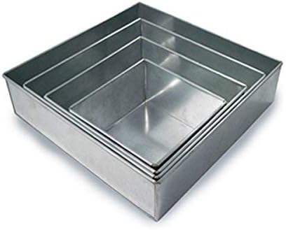 Set of 4 Tier Square Multilayer Birthday Wedding Anniversary Cake Tins/Pans/Mold (Mould) by Hufsy