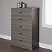 South Shore Gloria 5-Drawer Dresser, Gray Maple with Brass Finish Handles