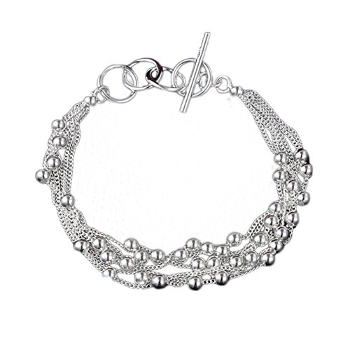 Fashion Jewellery Charm Beads 925 Sterling Silver Plated Bangle Bracelet Hand Chain Christmas Gift