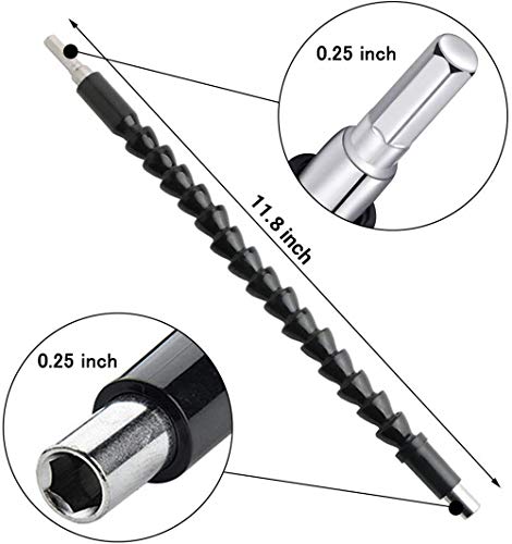 4 Pack Flexible Drill Bit Extension, Magnetic Screwdriver Power Hex Soft Shaft Set for Connect Drive Shaft Tip Drill Bit Kit Adaptor