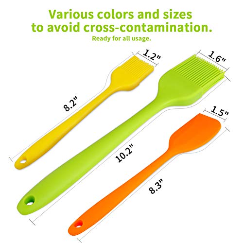 Basting Brush Silicone Heat Resistant BPA Free Pastry Brushes with Spatula for BBQ Grill Barbeque & Kitchen Baking Set -Meat/Cakes/Cookies/Butter/Desserts/Oil Brushes Soft Bristles Long Handle (5)
