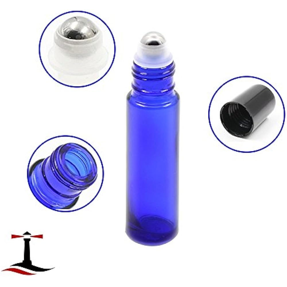 24 Glass Cobalt Blue Essential Oils Roller Bottles Refillable 10 Ml On