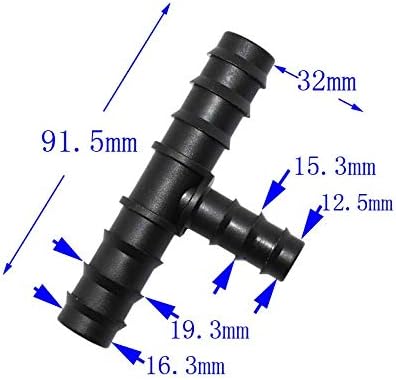 Samoda Hose Tee Connector - Irrigation Tee Connector 20mm to 16mm Reducing Barb 1/2 The 5/8 Hose Barbed 30 Pcs