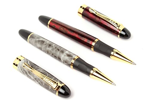 Altino Set Of 2 -Jinhao X450 Red Flower & Grey Marble Rollerball Pens