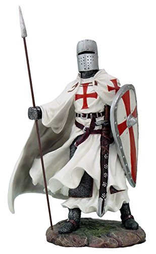 7"/18cm Templar With Sheild And Spear Statue