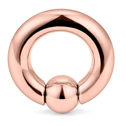 Kridzisw Anillo PA Anillos de cuentas cautivos Acción de resorte CBR Monster Screwball Anillos 2G 4G 6G 8G 12 mm / 16 mm Acero quirúrgico 316L Joyas corporales perforadas Se venden individualmente Oro rosa