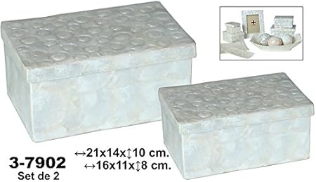 Set 2 cajas rectangulares nacar: Amazon.es: Hogar