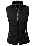 NE PEOPLE Womens Lightweight Wool Lined Quilted Zip JacketVest S3XL, Medium, NEWJ44BLACK