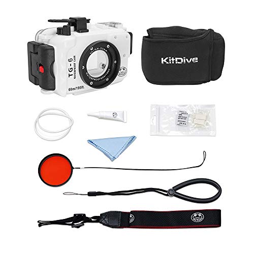 SeaFrogs 195FT/60M Underwater Camera Waterproof housing for Olympus TG-6 (White)