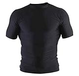 CLINCH GEAR | Short Sleeve Rash Guard For Workouts, Base Layer & Compression (Black, M)