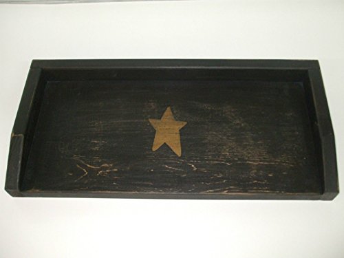 Primitive Commode Toilet Cover Board Black w/MUSTARD Star