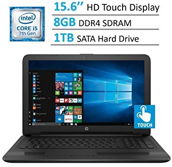 HP 15.6'' HD Touchscreen TruBrite Display Laptop PC, Intel Dual Core i5-7200U 2.5GHz Processor, 8GB DDR4 SDRAM, 1TB HDD, HDMI, HD Graphics 620, DTS Studio Sound, DVD Burner, Windows 10