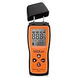 Tacklife Wood Moisture Meter WM01 LCD Digital Damp Meter Detector for To Measure the Percentage of Water in Firewood, Furniture, Floor, Cordwood and Trees, Range 2%~ 70% RH