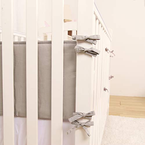 Baby Safe Crib Bumper Pads for Standard Cribs Machine Washable Padded Crib Liner Thick Padding for Nursery Bed Grey - Thumbnail 5