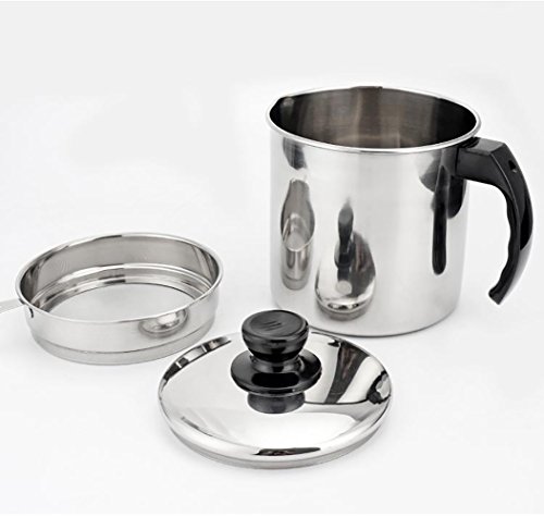Oil Storage Grease Keeper, Grease Strainer Pot Grease Container with Mesh Strainer (1.2 L)