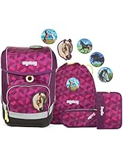 Ergobag cubo NachtschwärmBär, ergonomischer Schulrucksack, Set 5-teilig, 19 Liter, 1.100 g, lila