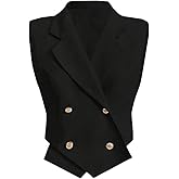 GORGLITTER Women's Business Casual Blazer Vest Sleeveless Trendy Dressy Button Up Asymmetrical Wrap Work Office Tops