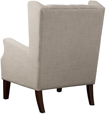Amazon Com Madison Park Maxwell Accent Chairs Hardwood Faux Linen Living Room Chairs Khaki Classic Elegant Style Living Room Sofa Furniture 1 Piece Button Tufted High Back Bedroom Chairs Seats