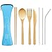 Bamboo Cutlery Set with 8.5 inch Stainless Steel Metal Straw and Cleaner，Extra Long 7.7 inch Bamboo Utensils for Travel and Camping，Portable with Case To Go (1 Set)