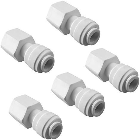 PureSec 2017 FMSA3812 mini white plastic quick fitting straight female NPT thread push connector for tubing OD 3/8"used for RO system refrigerator ice maker coffee machine (Pack of 5)