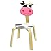 iPlay, iLearn 10 Inch Kids Solid Hard Wood Animal Chair, Stackable Wooden Finished, Preschool, Daycare, Bedroom, Playroom, Nursery Seat, Cow Furniture Stool for Toddlers, Children, Boys, Girls