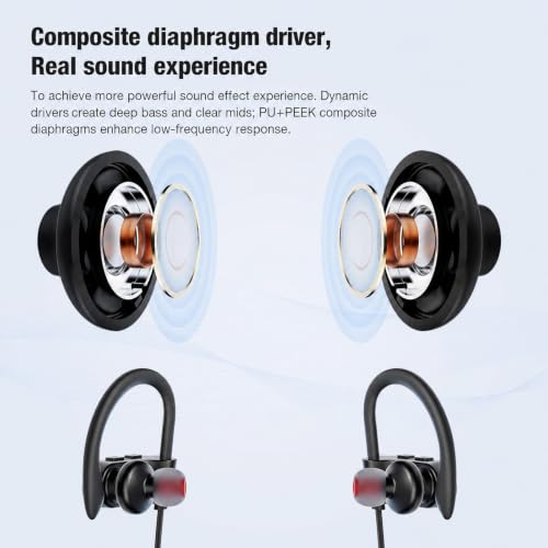 JOYWISE Bluetooth Wireless Headphones 16H Playtime Earbuds with Mic Stereo in-Ear Earphones, IPX7 Waterproof Sports Sound Isolation AI Music Creation Headsets for Running, Gym, Workout