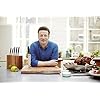 Jamie Oliver 6 Piece Acacia Knife Block - Includes Paring, Santoku, Utility, Chef's, Carving and Bread Knives with Black…