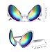 2 Pairs Alien Glasses Silver Glasses with Rainbow Color Lens and 2 Pieces Martian Antenna Headband Boppers for Adults and Kids Party Favors