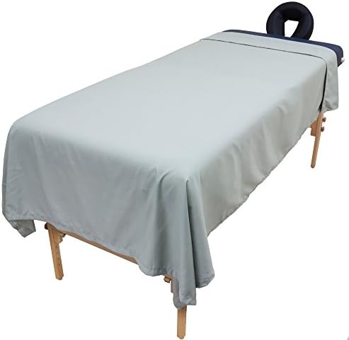 Tranquility Microfiber Massage Table Flat Sheet by Body Linen- Lightweight, Durable Microfiber Flat Sheets For Massage Table & Spa. Wrinkle Free, Stain-Resistant, Soft & No Pilling- Mirage Bluish Grey
