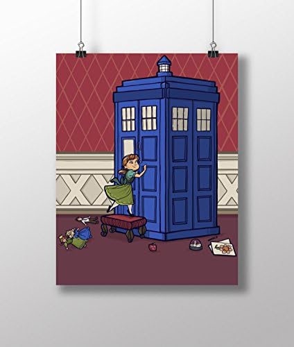Doctor Who Tardis and Disney's Frozen Anna Mashup Medium 11x14" Art Print
