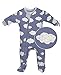 zippyjamz Organic Baby Footed PJs w/Inseam Zipper - Sleepy Clouds Blue (9-12 Mos)